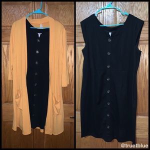 Merona Button Down Black Dress Sz 16